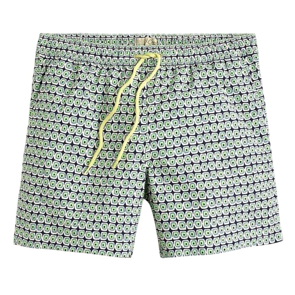 J. Crew Mens 6"  Disco Print Mesh Lined Swim Trunks UPF 50 Protection Size M